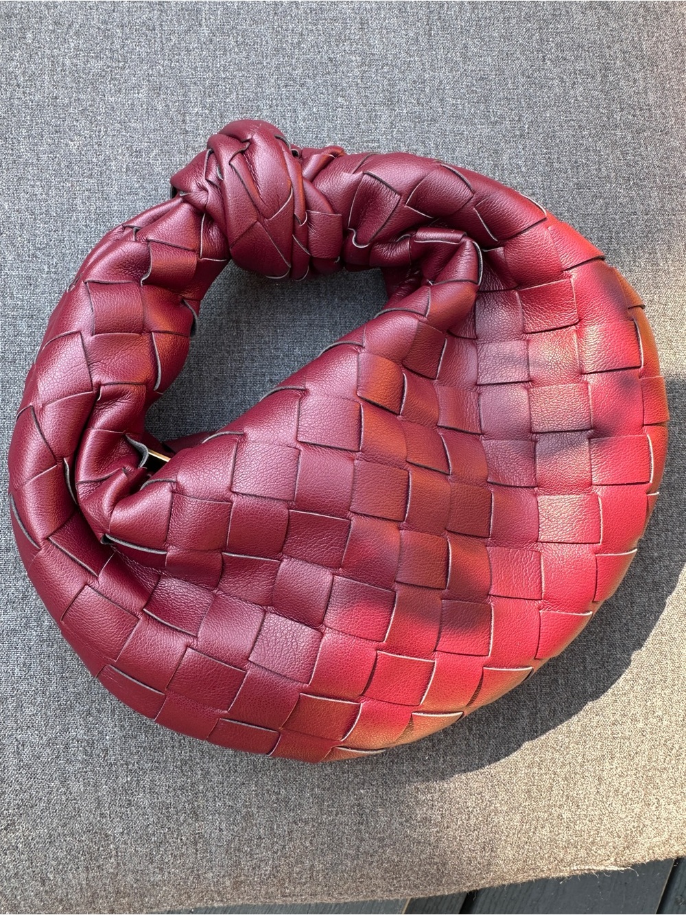 New Wine Faux Leather Woven Knot Top Handle Mini Bag